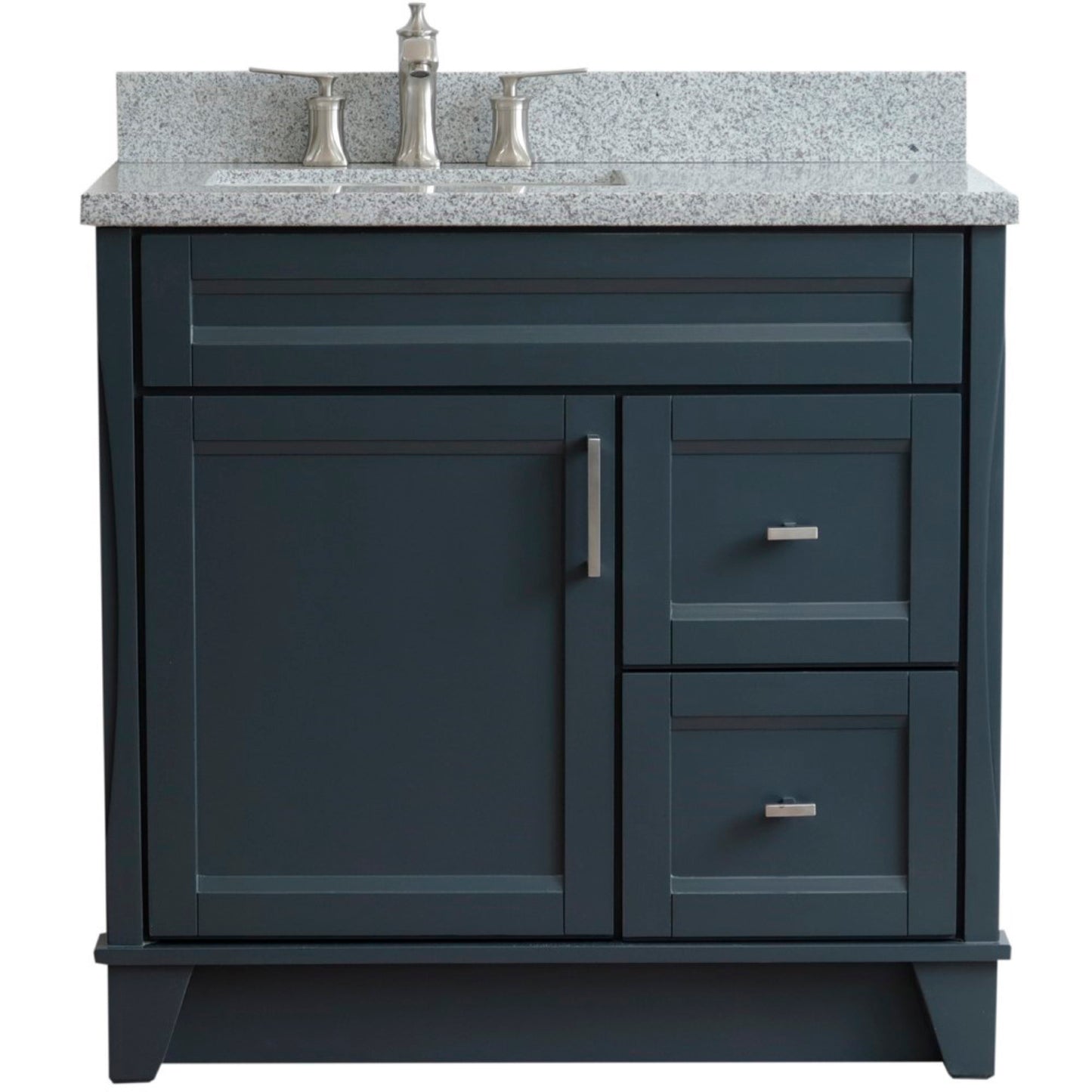 37" Single sink vanity in Dark Gray finish with Gray granite and Left door/Left sink