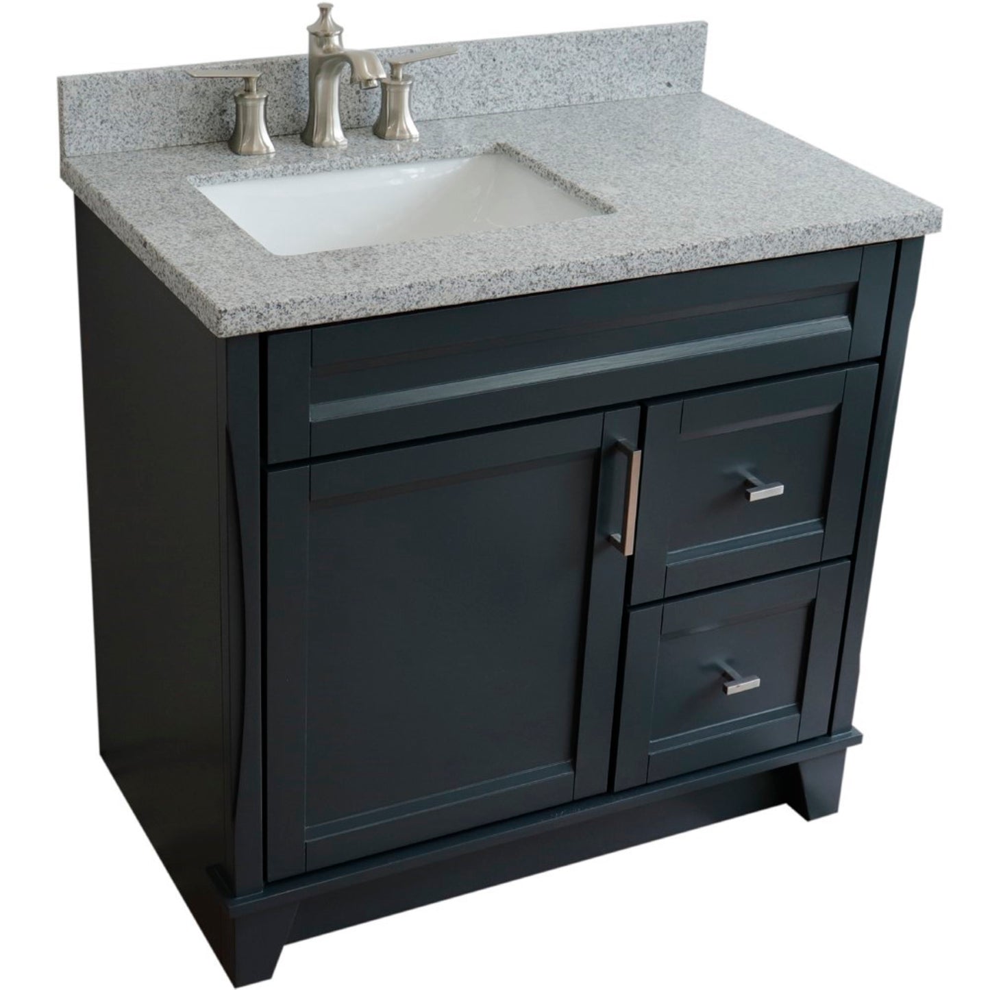 37" Single sink vanity in Dark Gray finish with Gray granite and Left door/Left sink