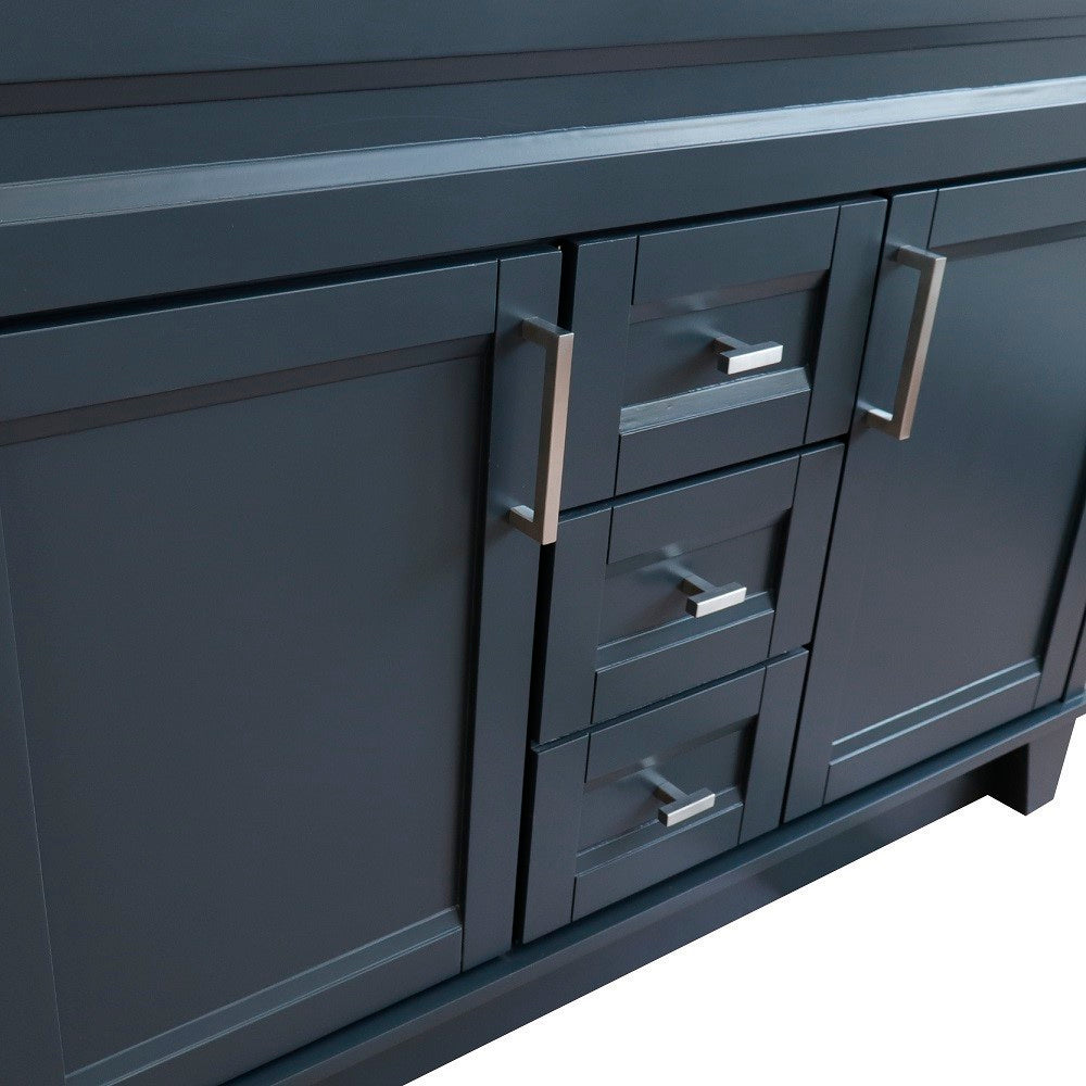 49" Double sink vanity in Dark Gray finish with Gray granite and rectangle sink