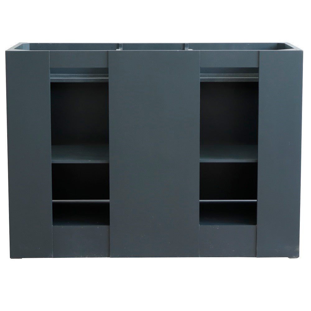 49" Double sink vanity in Dark Gray finish with Gray granite and rectangle sink