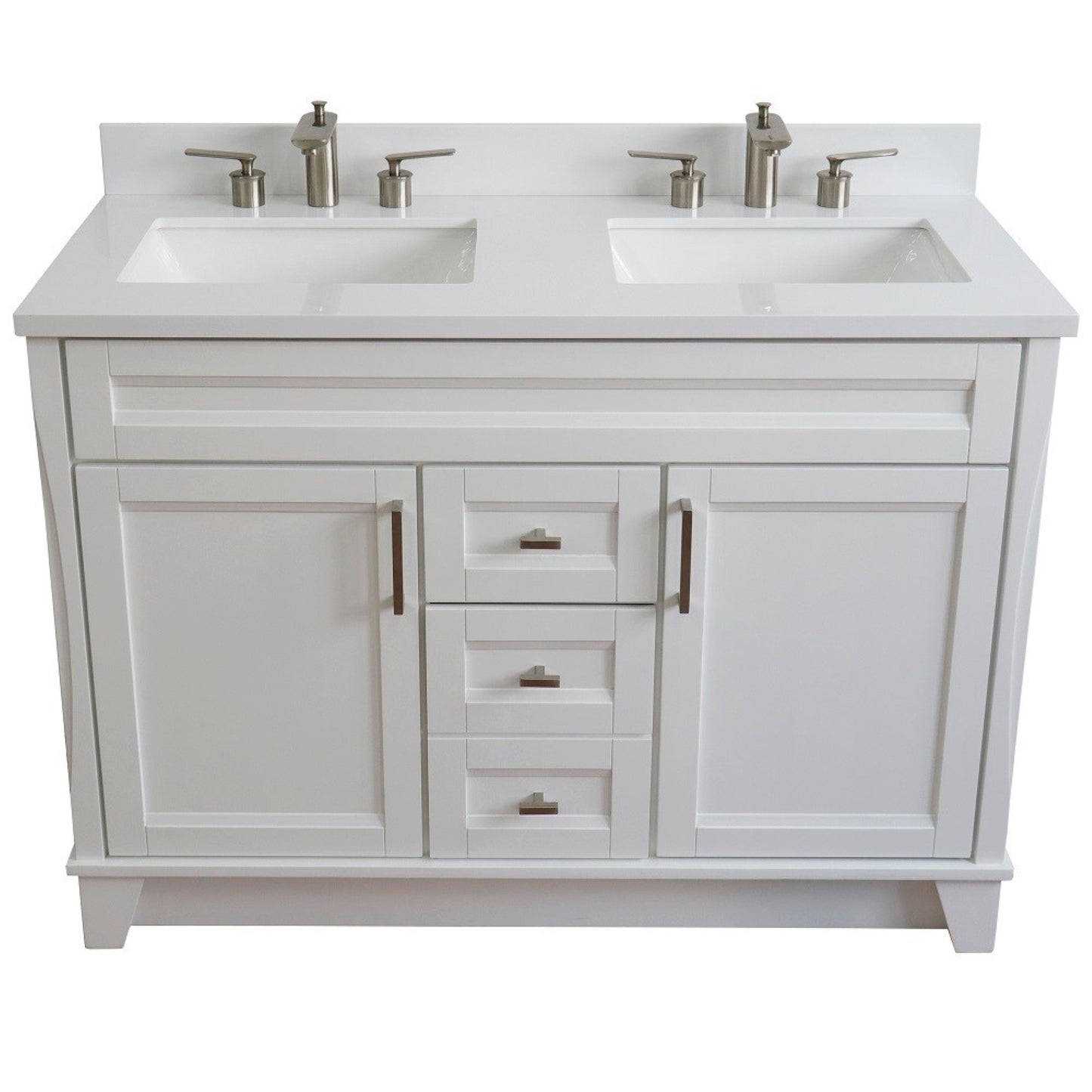 49" Double sink vanity in White finish with White engineered stone and rectangle sink