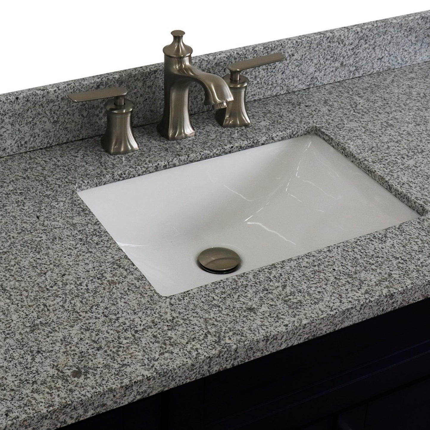 49" Single sink vanity in Blue finish with Gray granite and rectangle sink