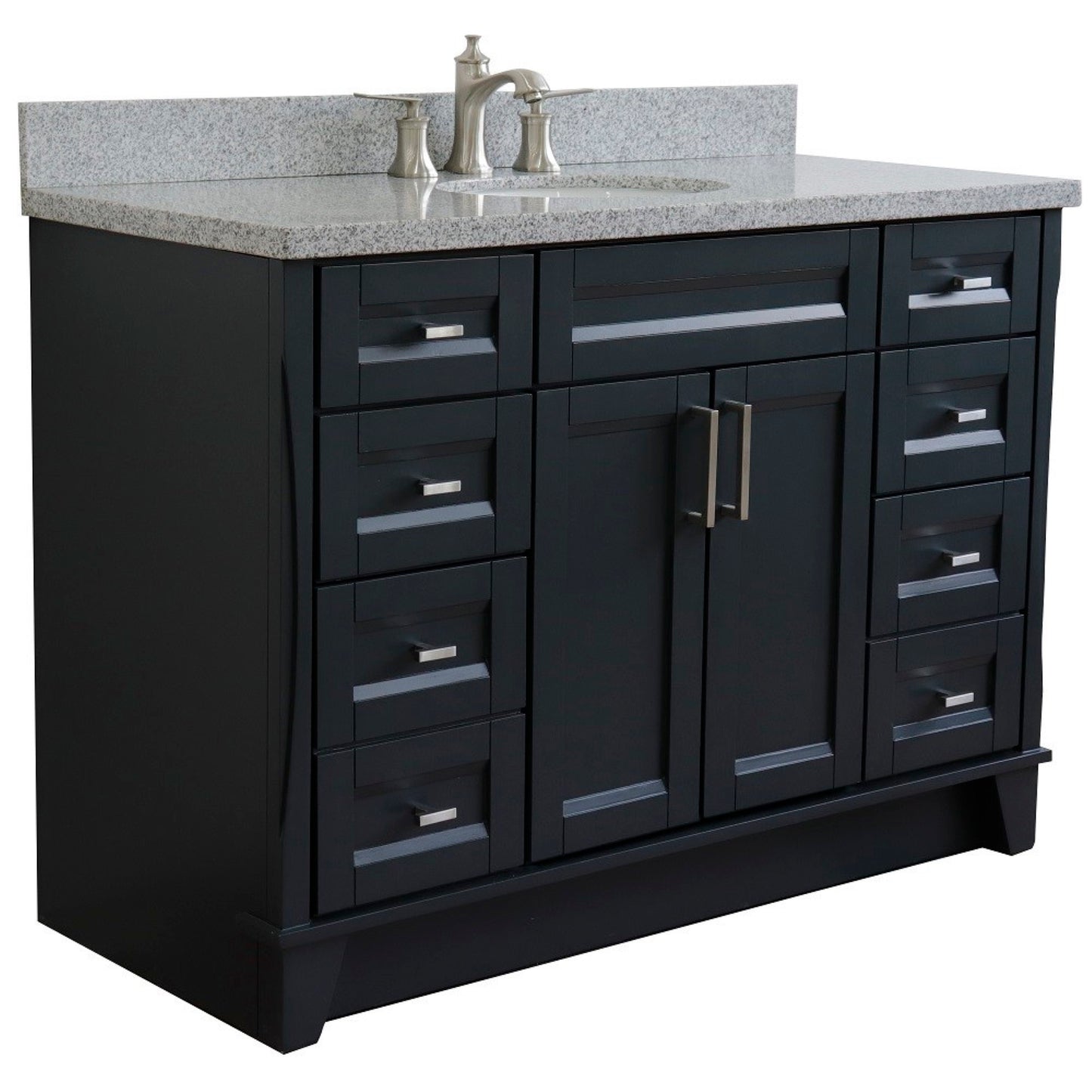 49" Single sink vanity in Dark Gray finish with Gray granite and oval sink