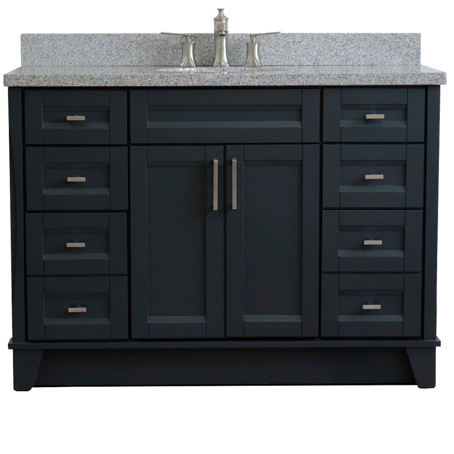 49" Single sink vanity in Dark Gray finish with Gray granite and oval sink