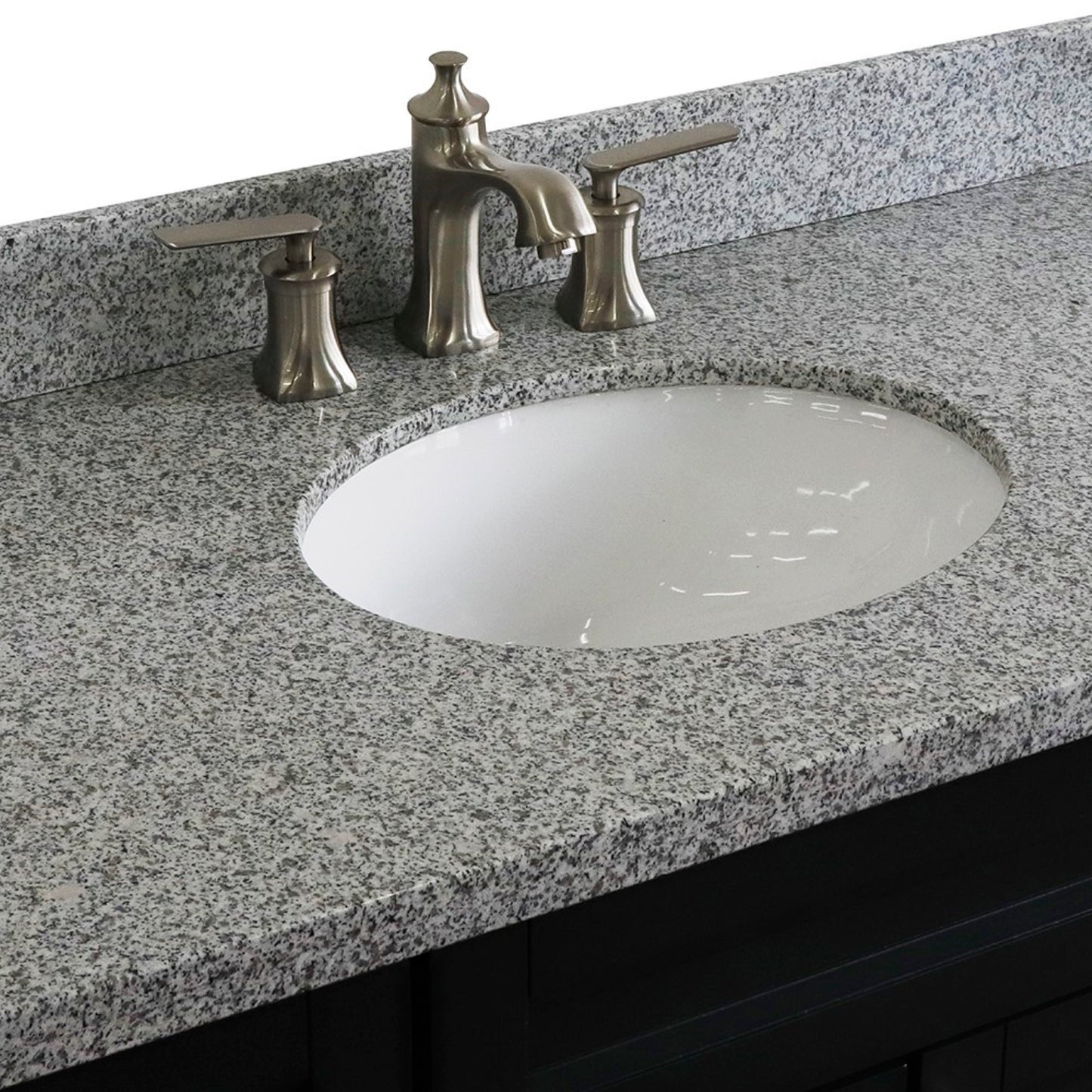 49" Single sink vanity in Dark Gray finish with Gray granite and oval sink