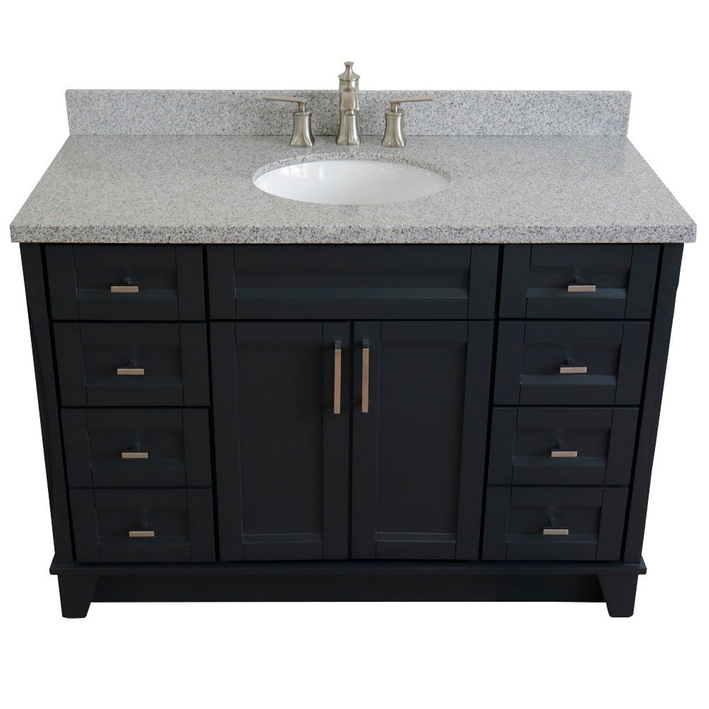 49" Single sink vanity in Dark Gray finish with Gray granite and oval sink