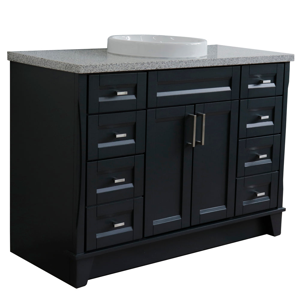 49" Single sink vanity in Dark Gray finish with Gray granite and round sink