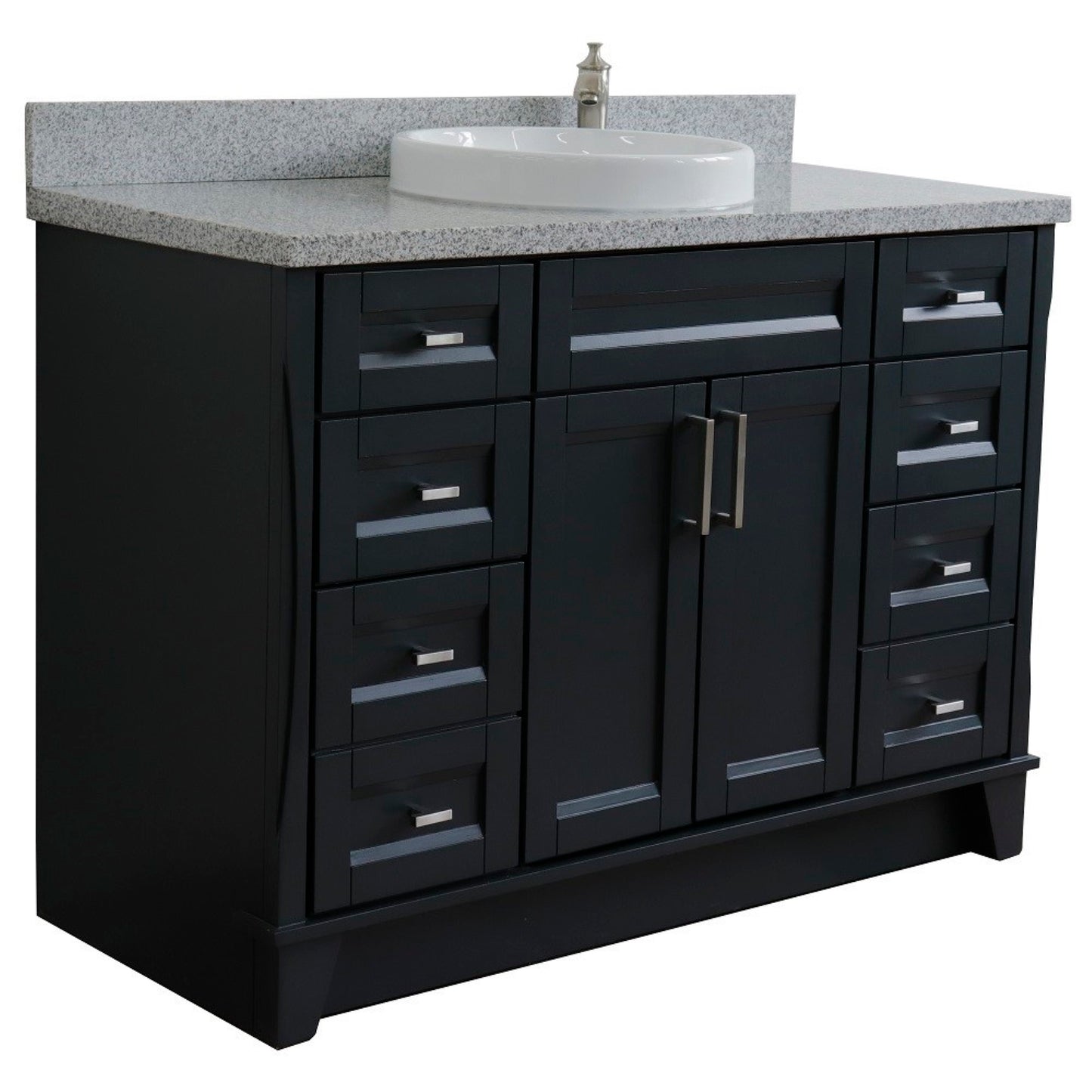 49" Single sink vanity in Dark Gray finish with Gray granite and round sink