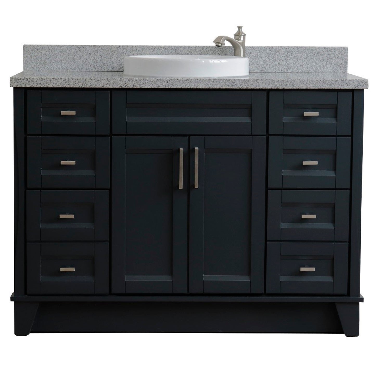 49" Single sink vanity in Dark Gray finish with Gray granite and round sink
