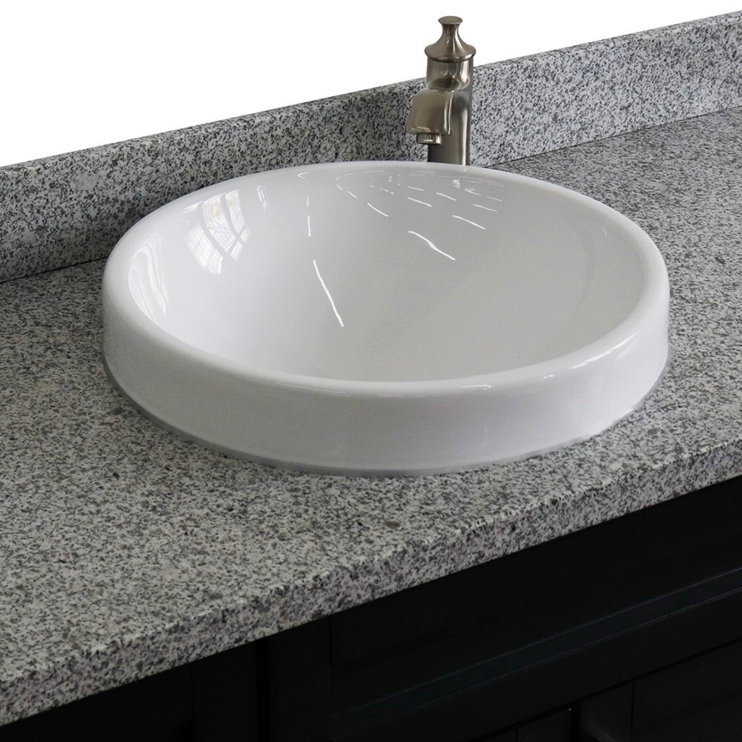 49" Single sink vanity in Dark Gray finish with Gray granite and round sink