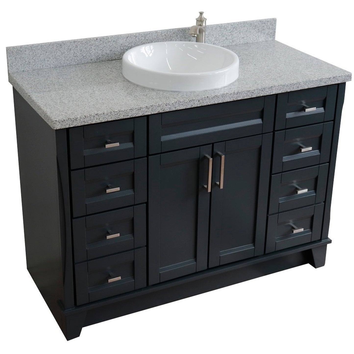 49" Single sink vanity in Dark Gray finish with Gray granite and round sink