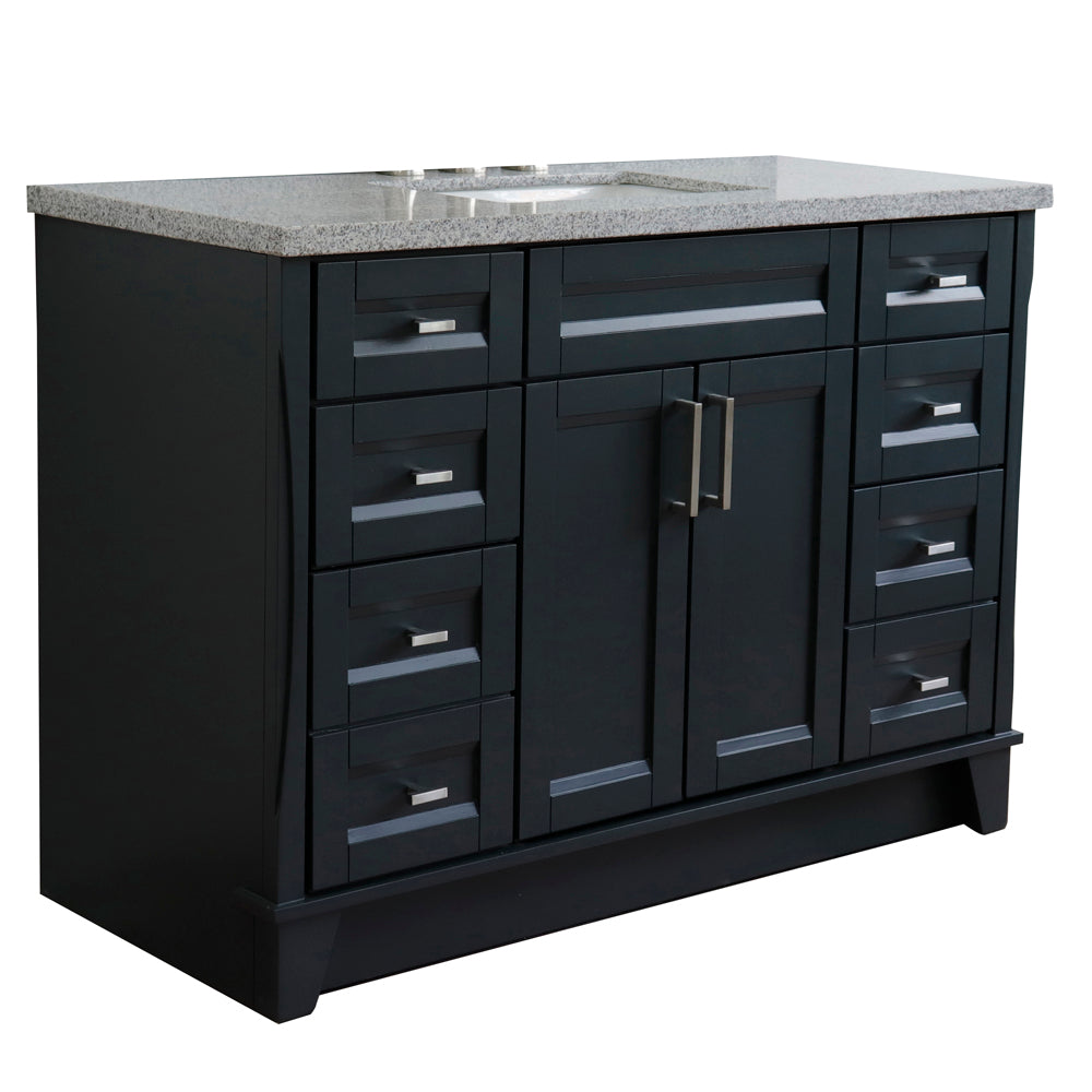 49" Single sink vanity in Dark Gray finish with Gray granite and rectangle sink