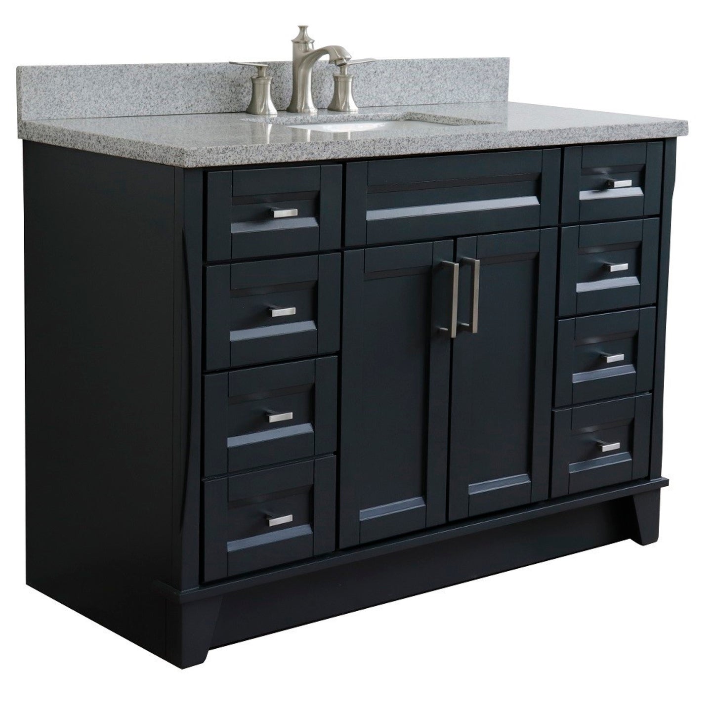 49" Single sink vanity in Dark Gray finish with Gray granite and rectangle sink