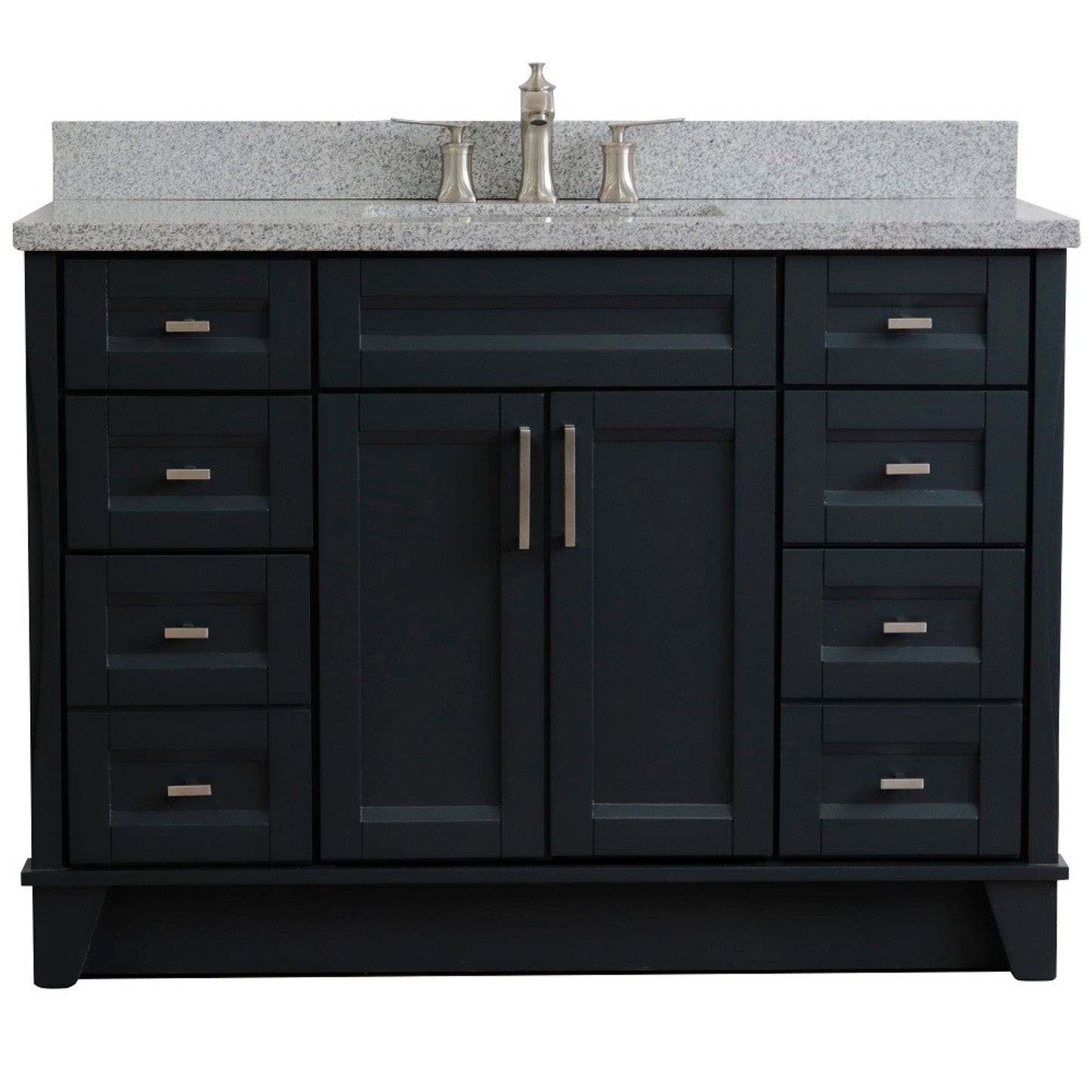 49" Single sink vanity in Dark Gray finish with Gray granite and rectangle sink