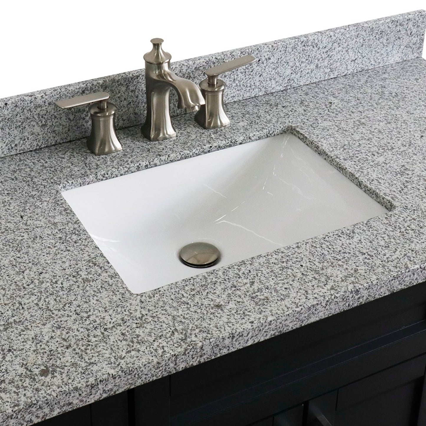 49" Single sink vanity in Dark Gray finish with Gray granite and rectangle sink