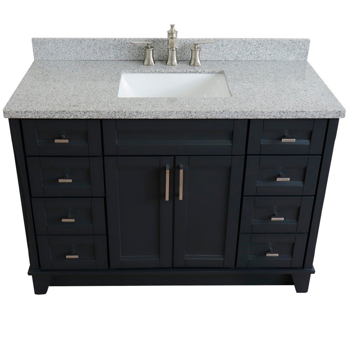 49" Single sink vanity in Dark Gray finish with Gray granite and rectangle sink