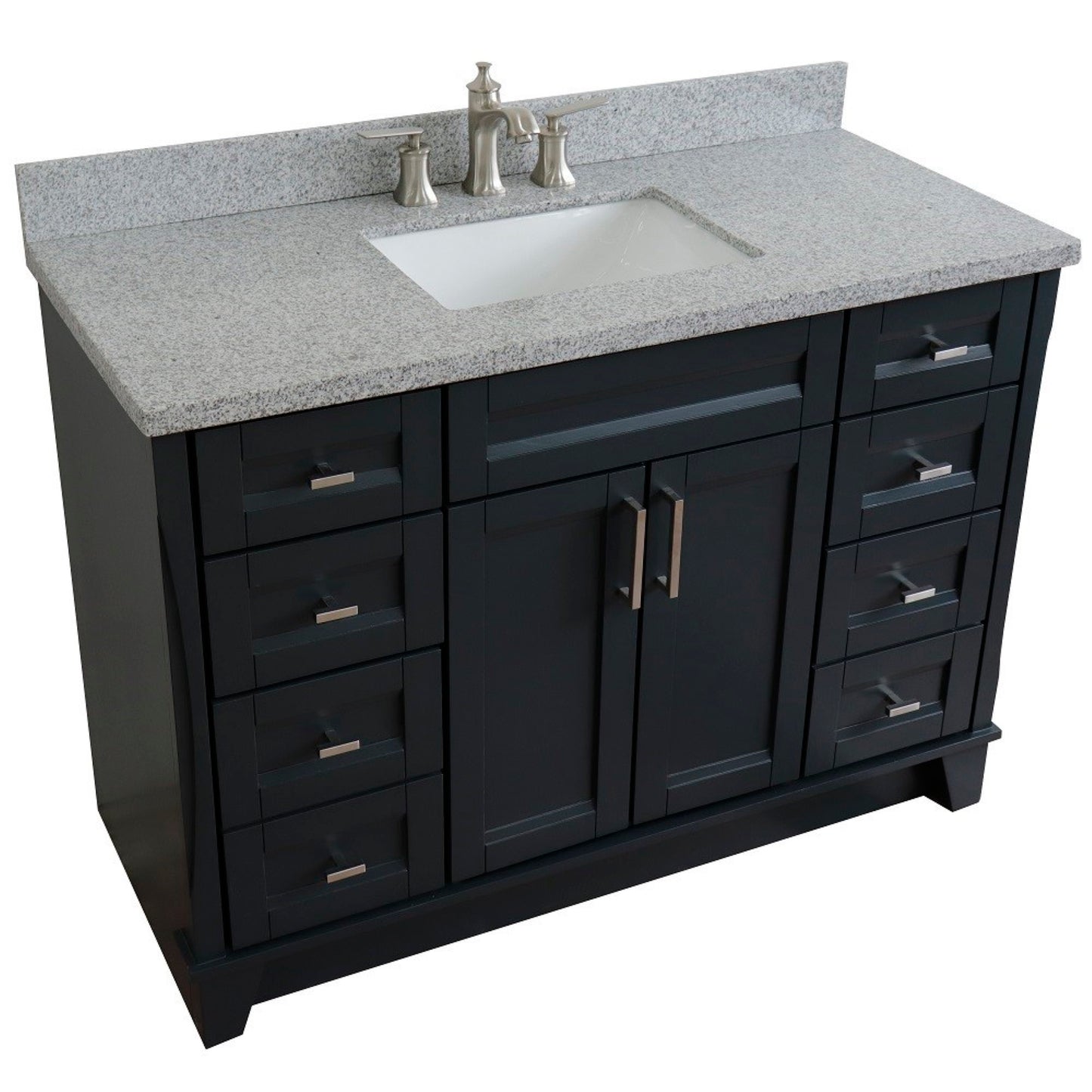 49" Single sink vanity in Dark Gray finish with Gray granite and rectangle sink
