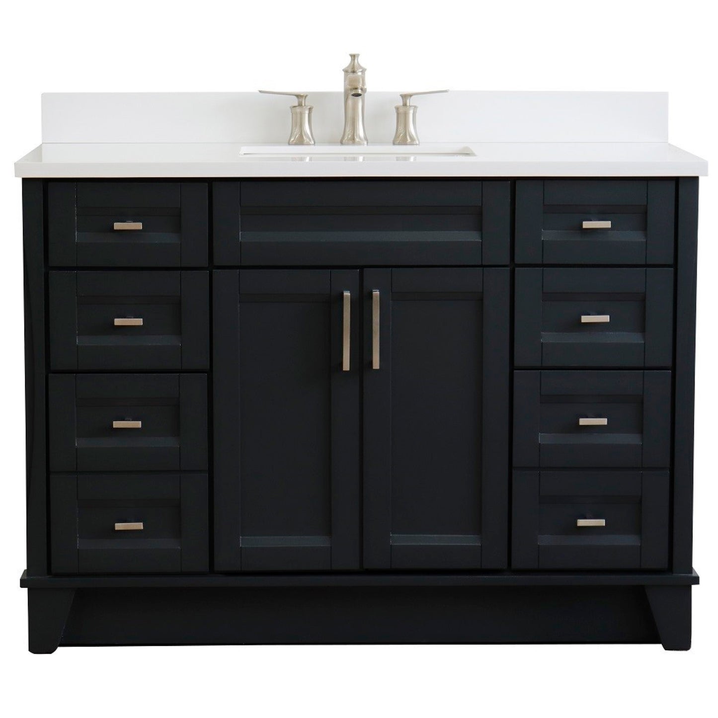 49" Single sink vanity in Dark Gray finish with White engineered stone and rectangle sink