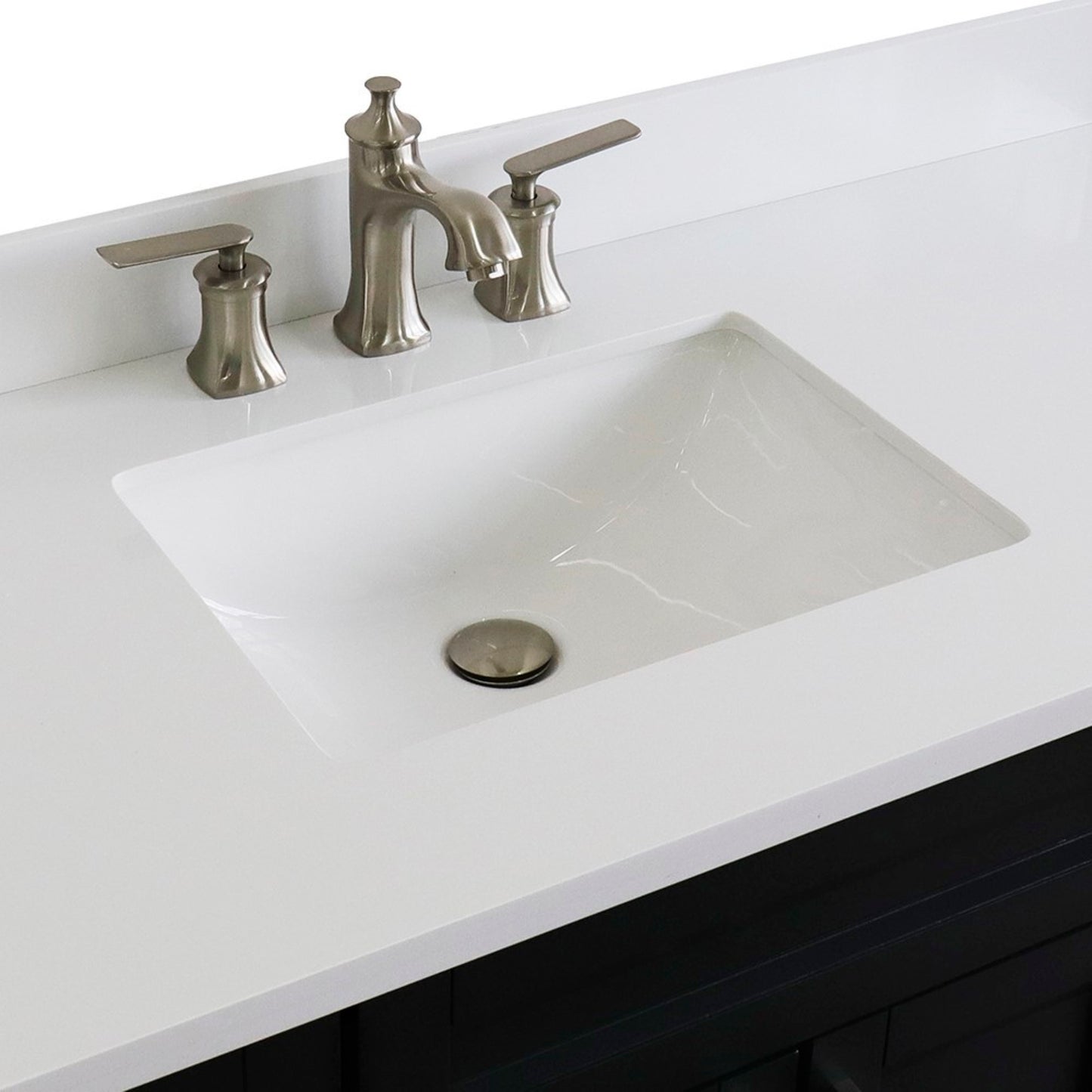 49" Single sink vanity in Dark Gray finish with White engineered stone and rectangle sink