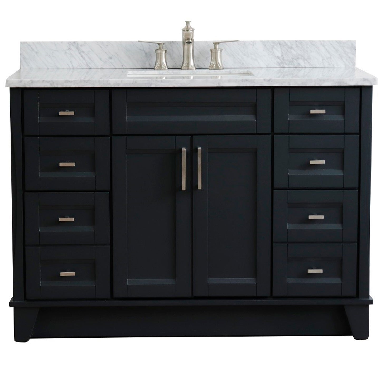 49" Single sink vanity in Dark Gray finish with White Carrara marble and rectangle sink