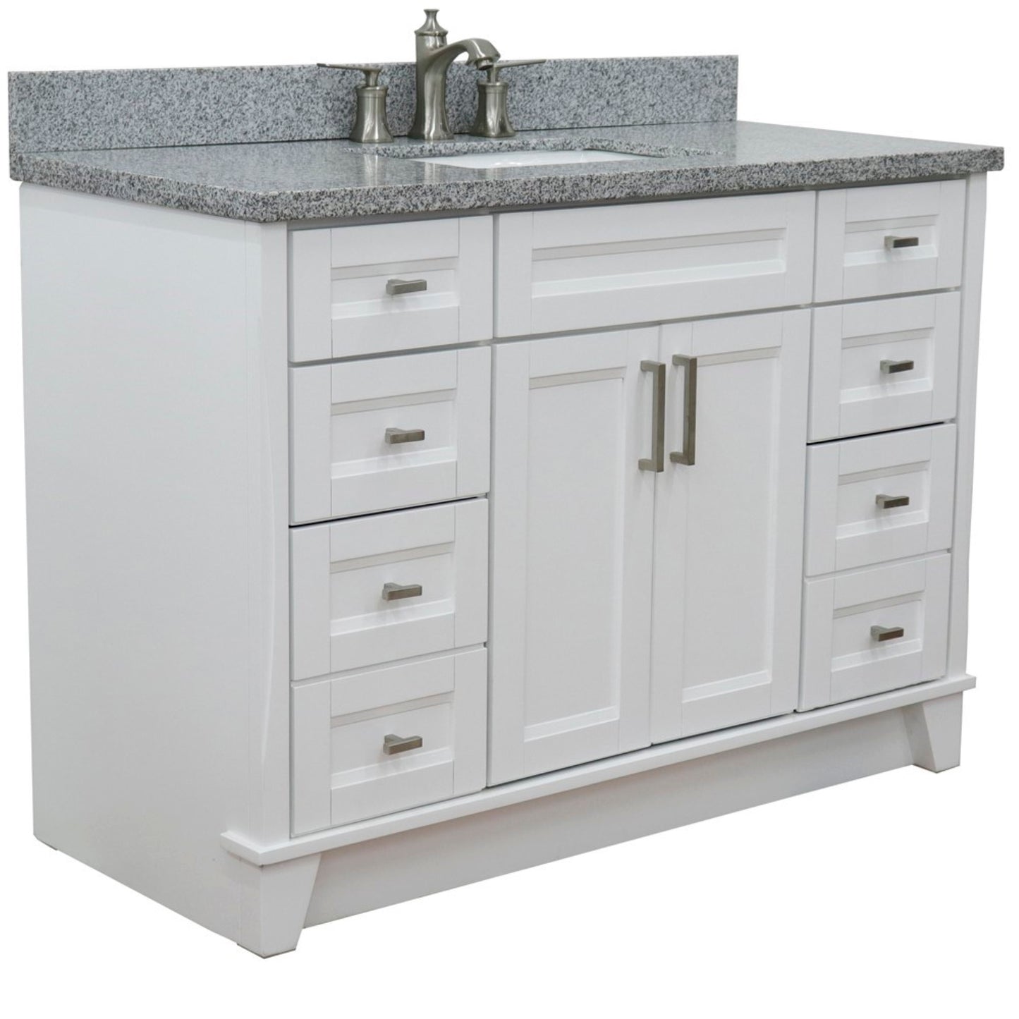 49" Single sink vanity in White finish with Gray granite and rectangle sink