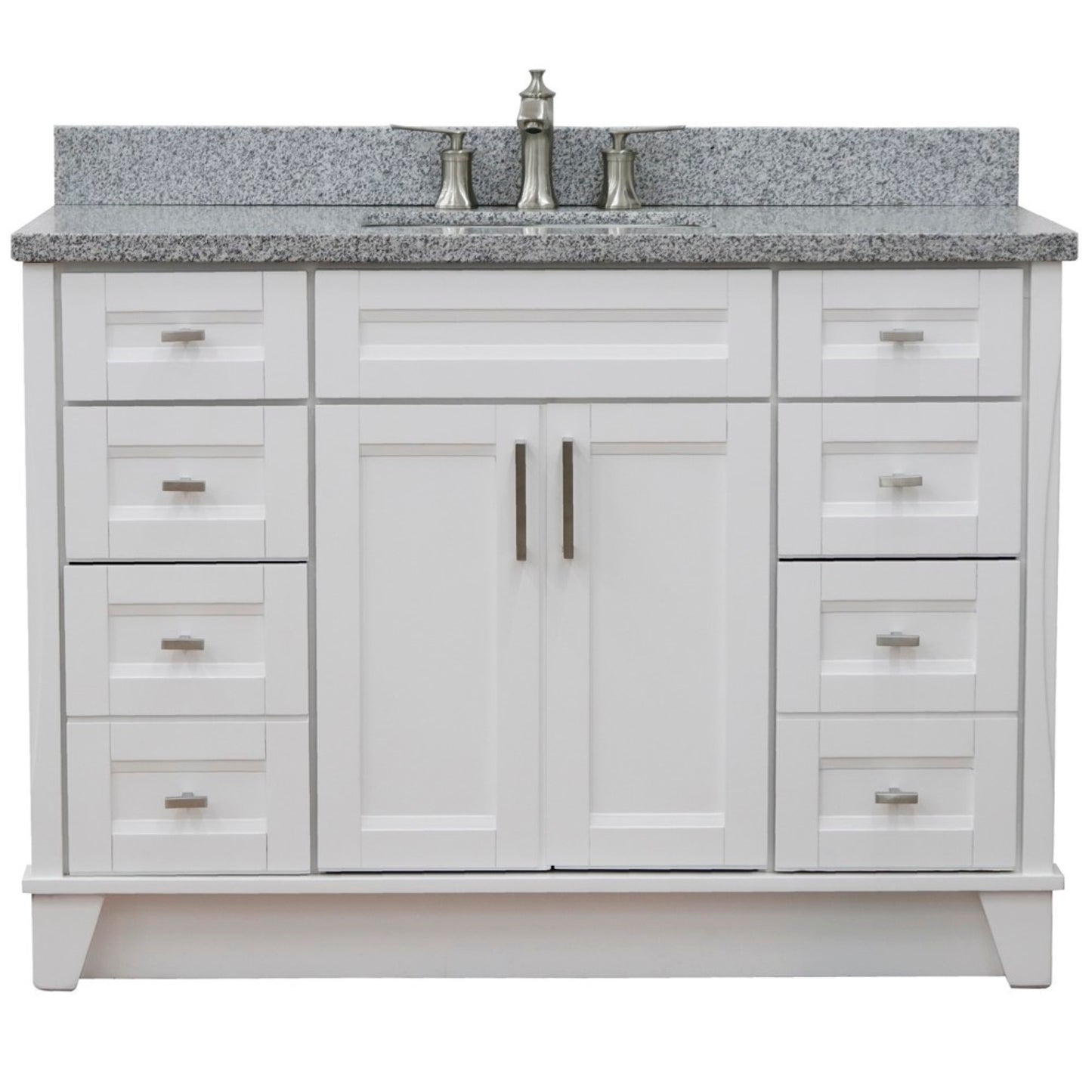 49" Single sink vanity in White finish with Gray granite and rectangle sink