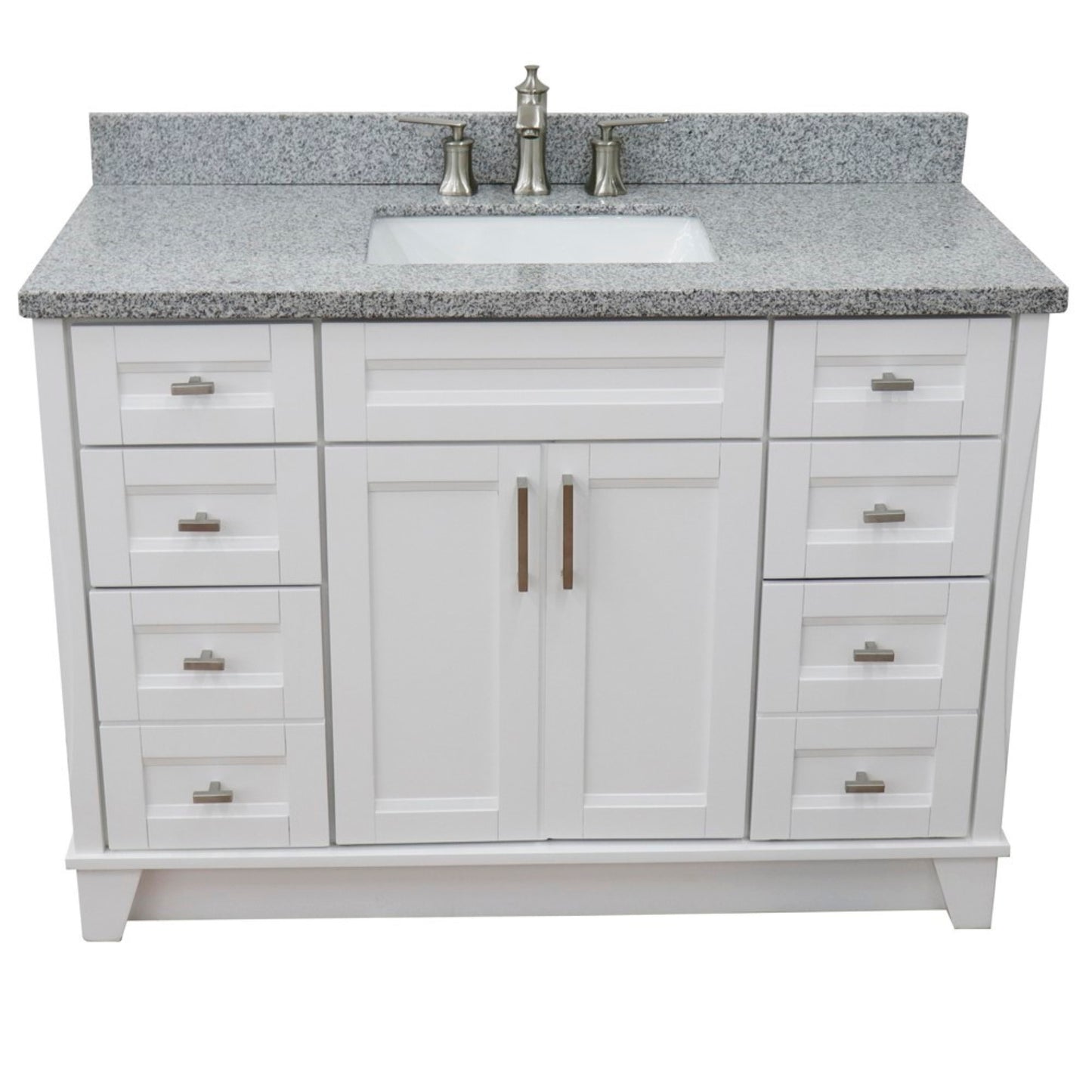 49" Single sink vanity in White finish with Gray granite and rectangle sink