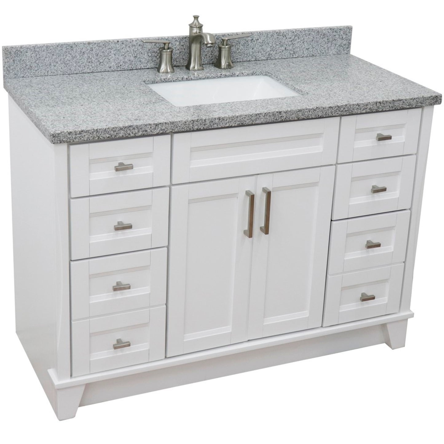 49" Single sink vanity in White finish with Gray granite and rectangle sink