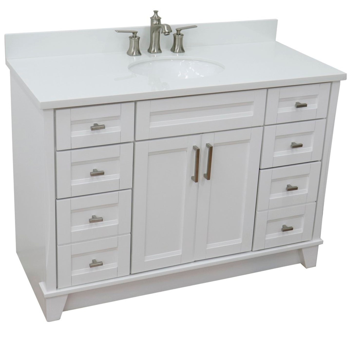 49" Single sink vanity in White finish with White engineered stone and oval sink