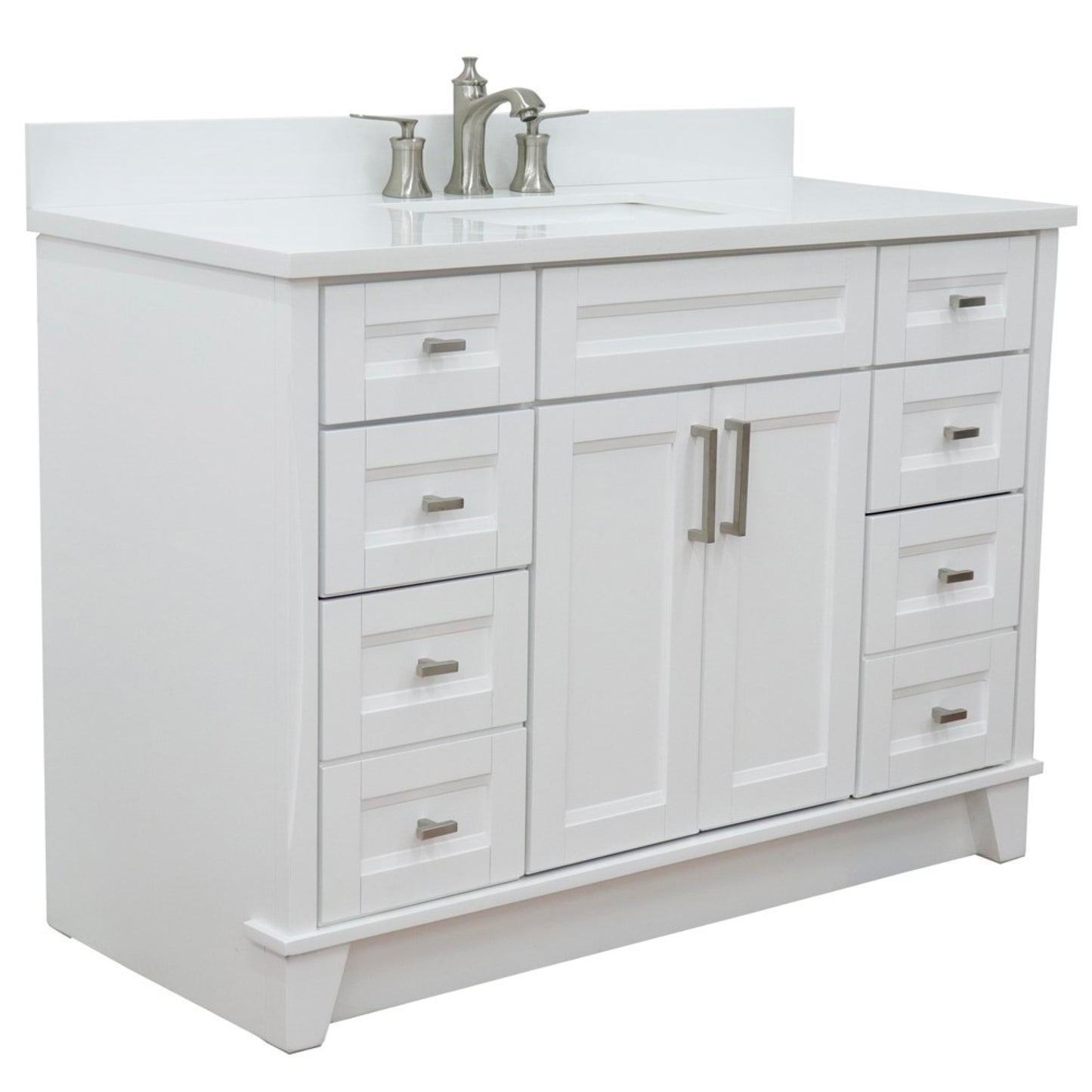 49" Single sink vanity in White finish with White engineered stone and rectangle sink