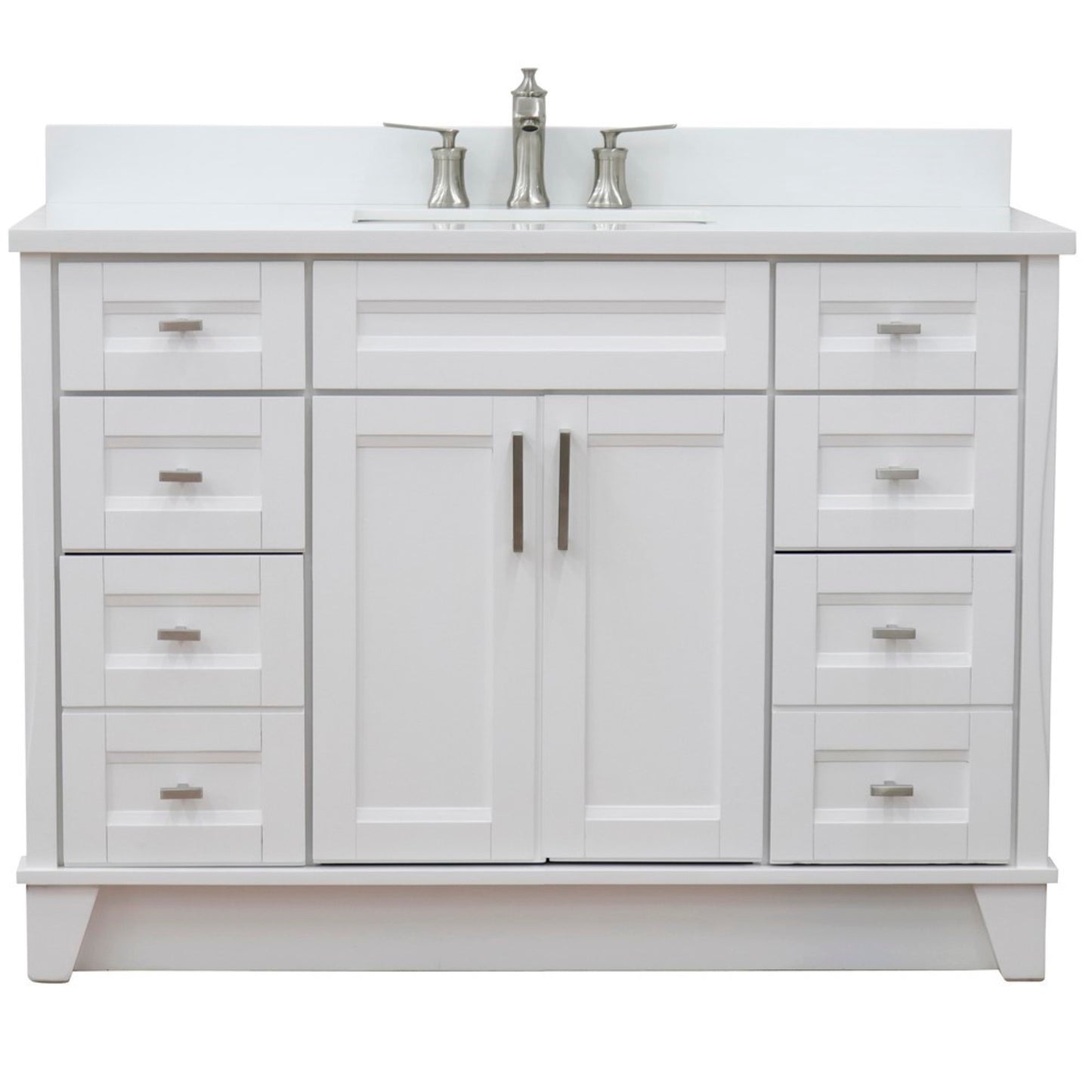 49" Single sink vanity in White finish with White engineered stone and rectangle sink