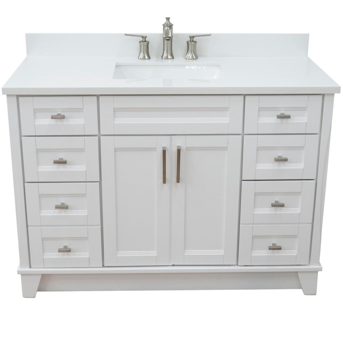49" Single sink vanity in White finish with White engineered stone and rectangle sink