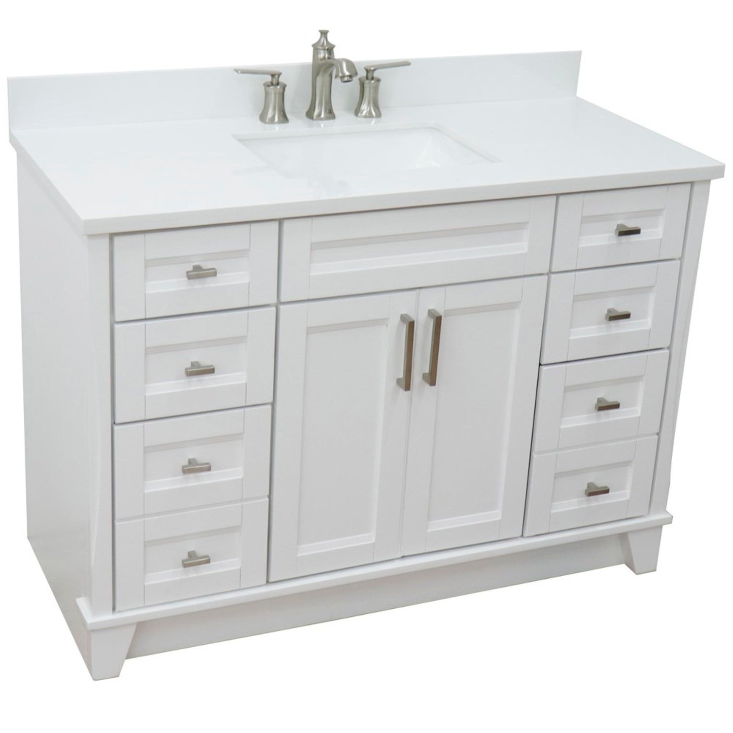 49" Single sink vanity in White finish with White engineered stone and rectangle sink