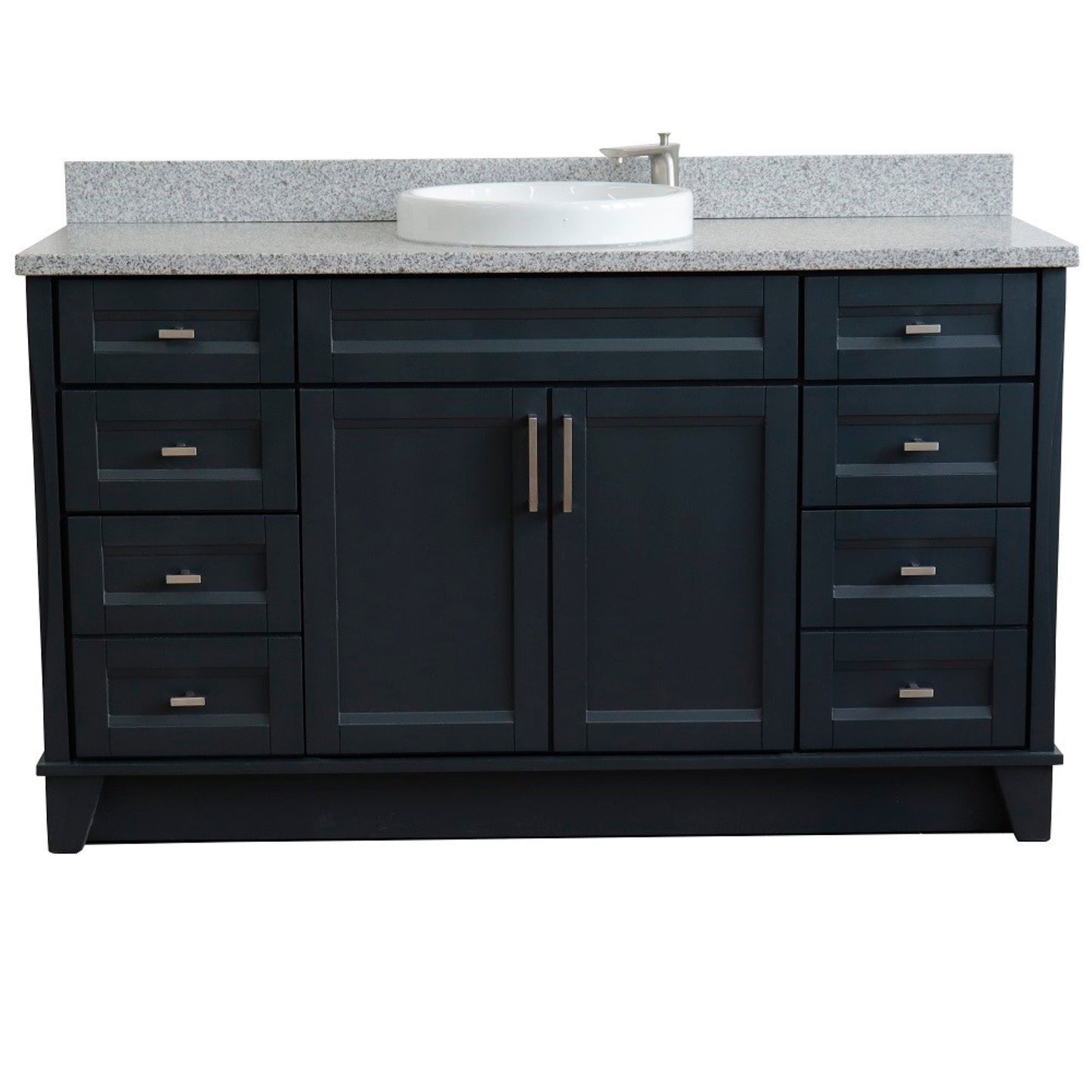 61" Single sink vanity in Dark Gray finish and Gray granite and round sink