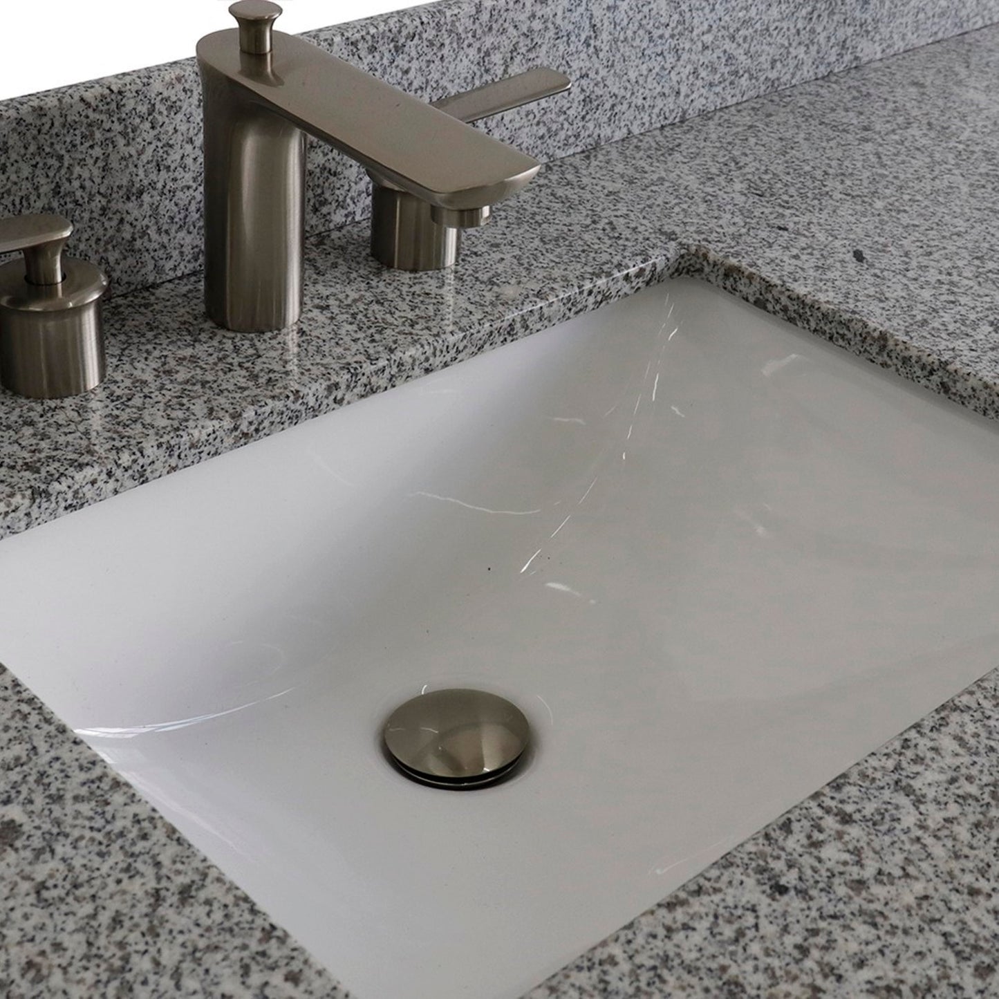 61" Single sink vanity in Dark Gray finish and Gray granite and rectangle sink