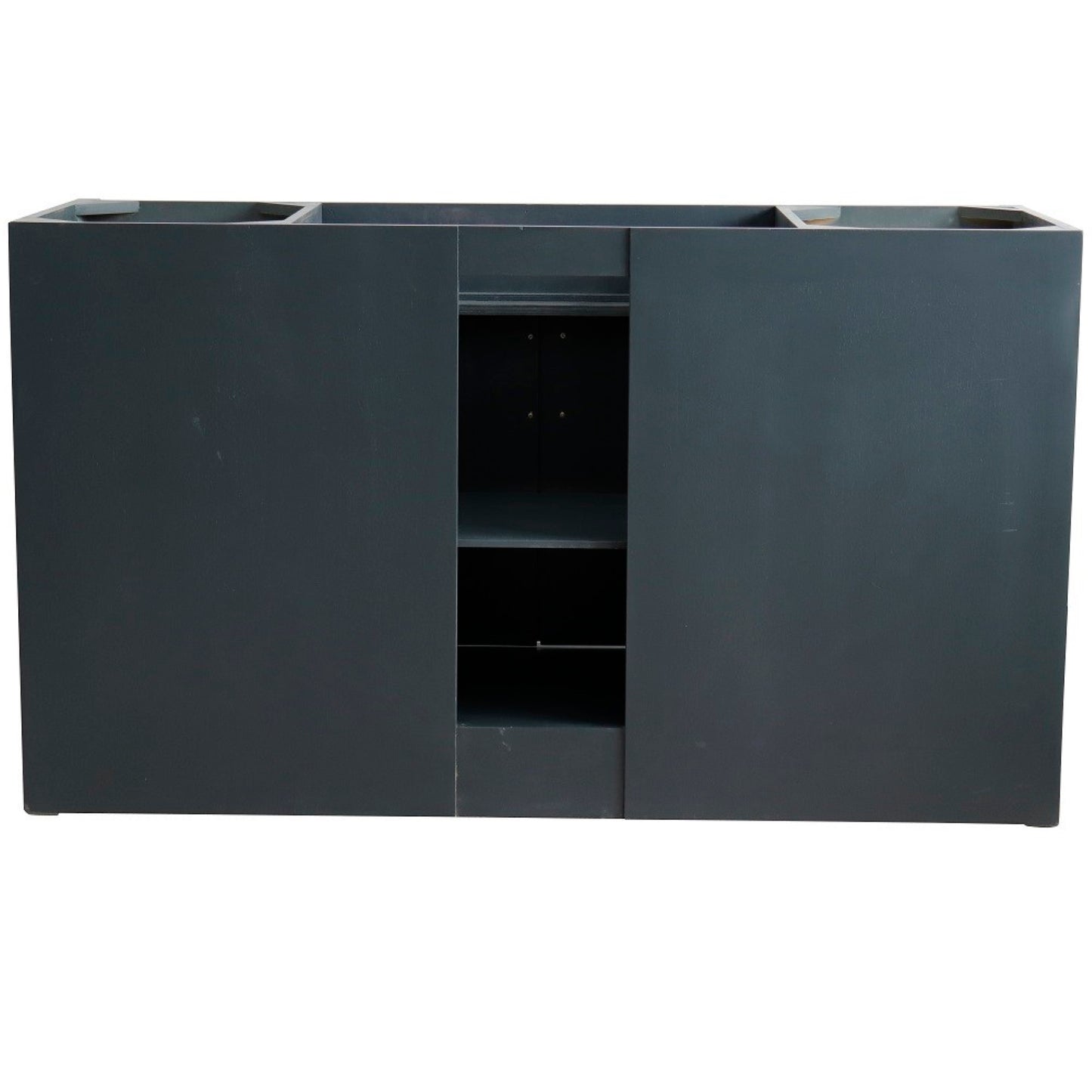 61" Single sink vanity in Dark Gray finish and White engineered stone and oval sink