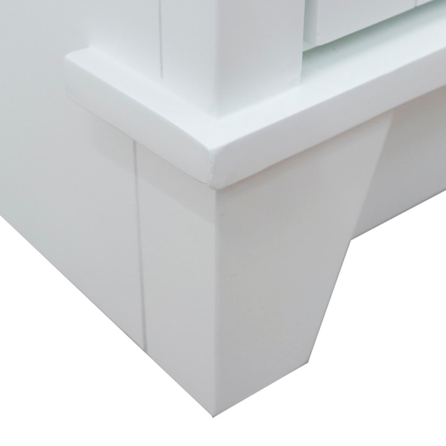 61" Single sink vanity in White finish and Black galaxy granite and rectangle sink