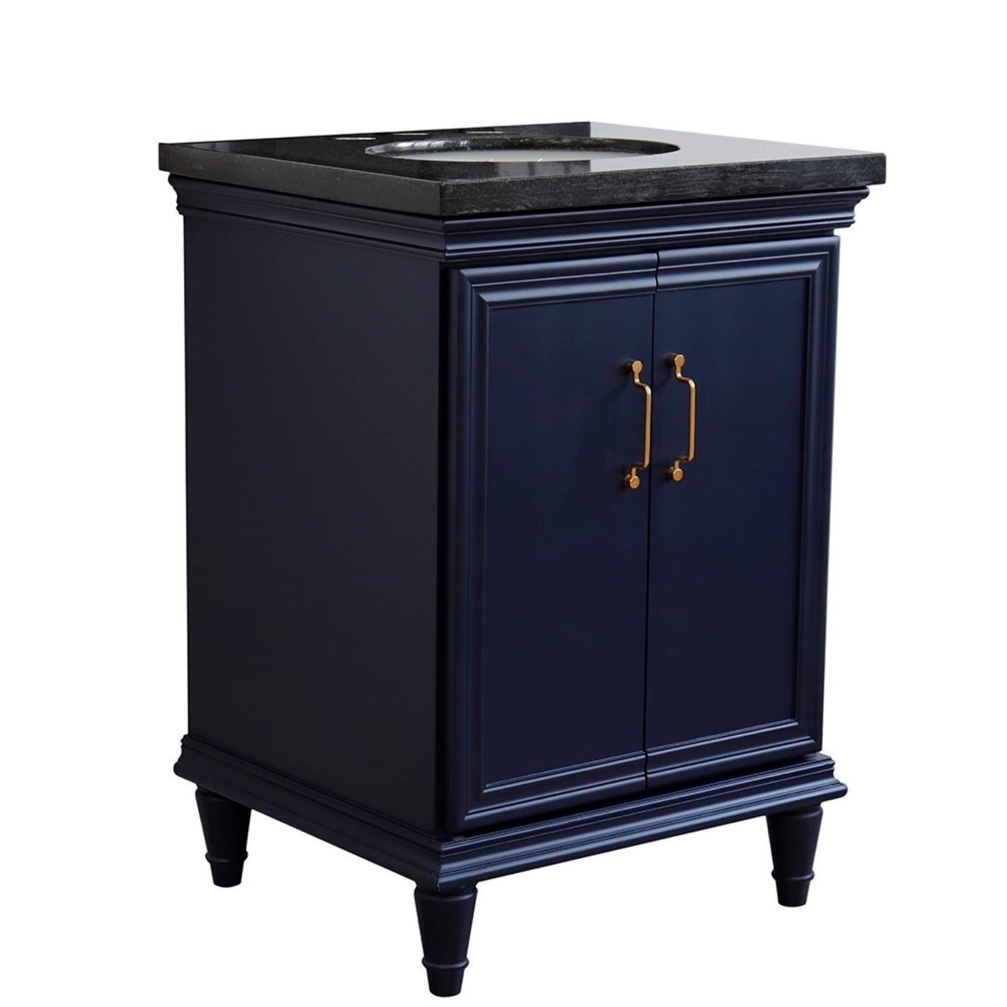 25" Single vanity in Blue finish with Black galaxy and oval sink