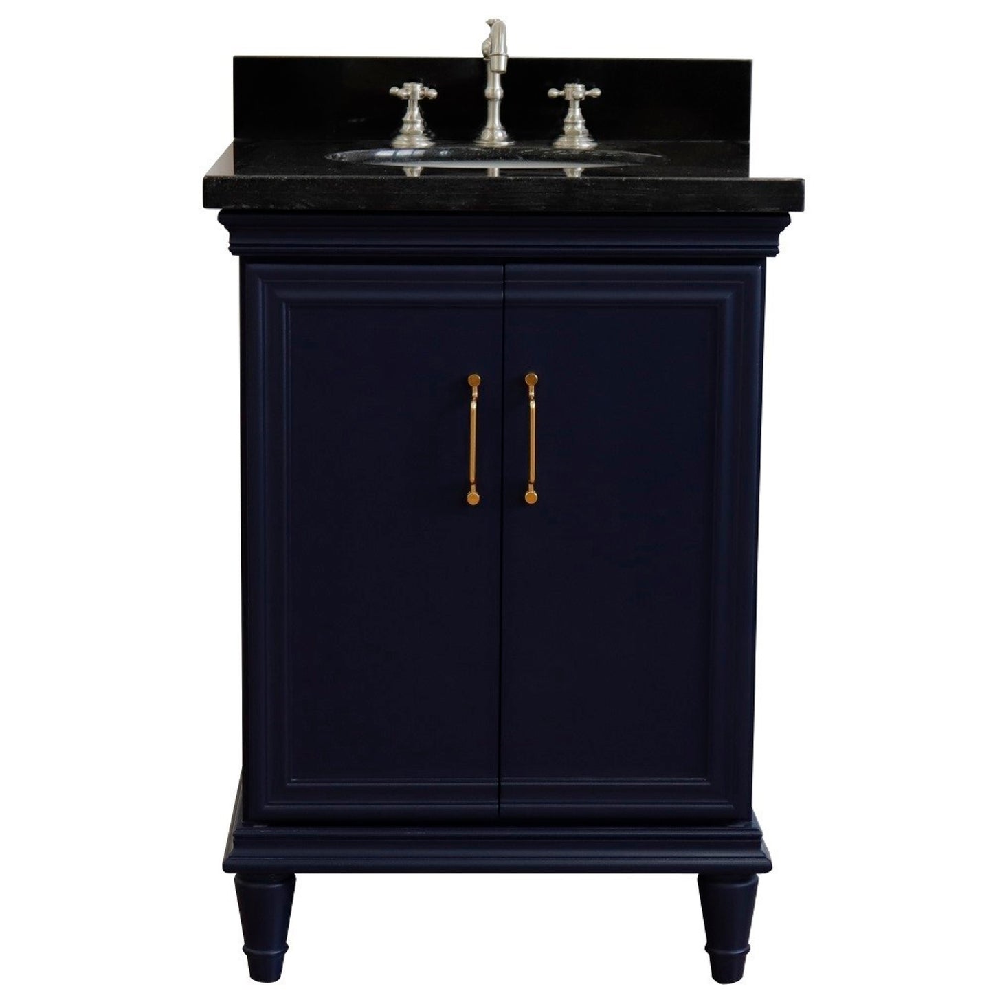 25" Single vanity in Blue finish with Black galaxy and oval sink