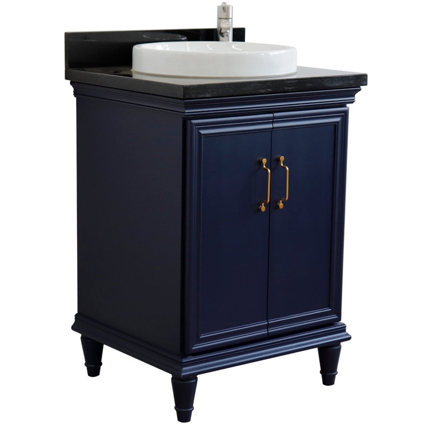 25" Single vanity in Blue finish with Black galaxy and round sink
