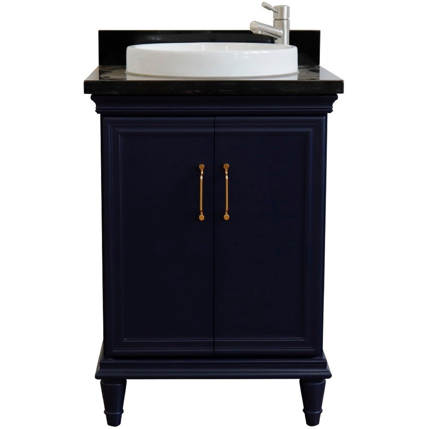 25" Single vanity in Blue finish with Black galaxy and round sink