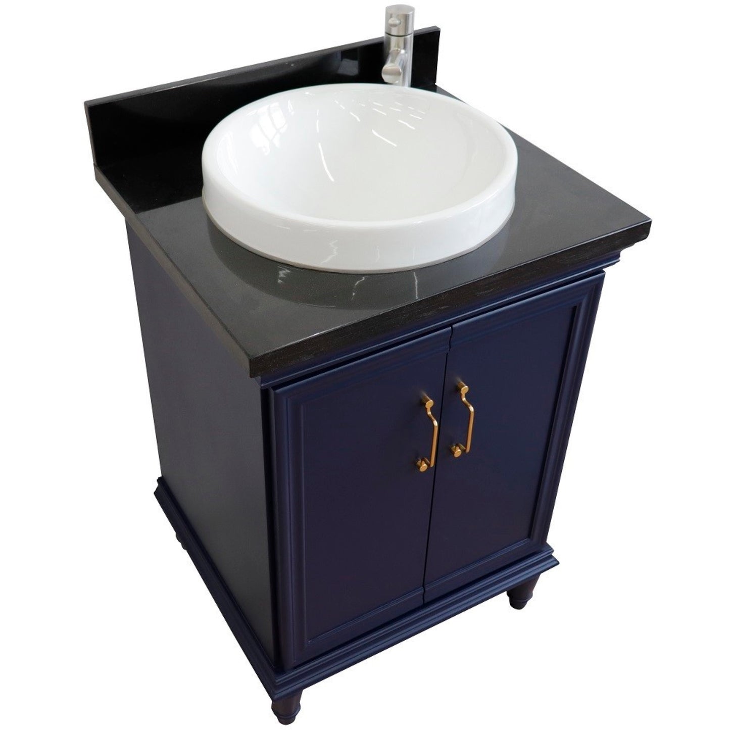 25" Single vanity in Blue finish with Black galaxy and round sink