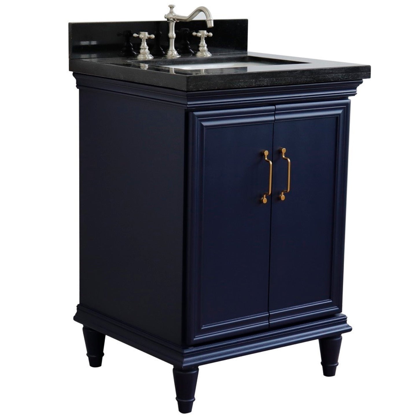 25" Single vanity in Blue finish with Black galaxy and rectangle sink