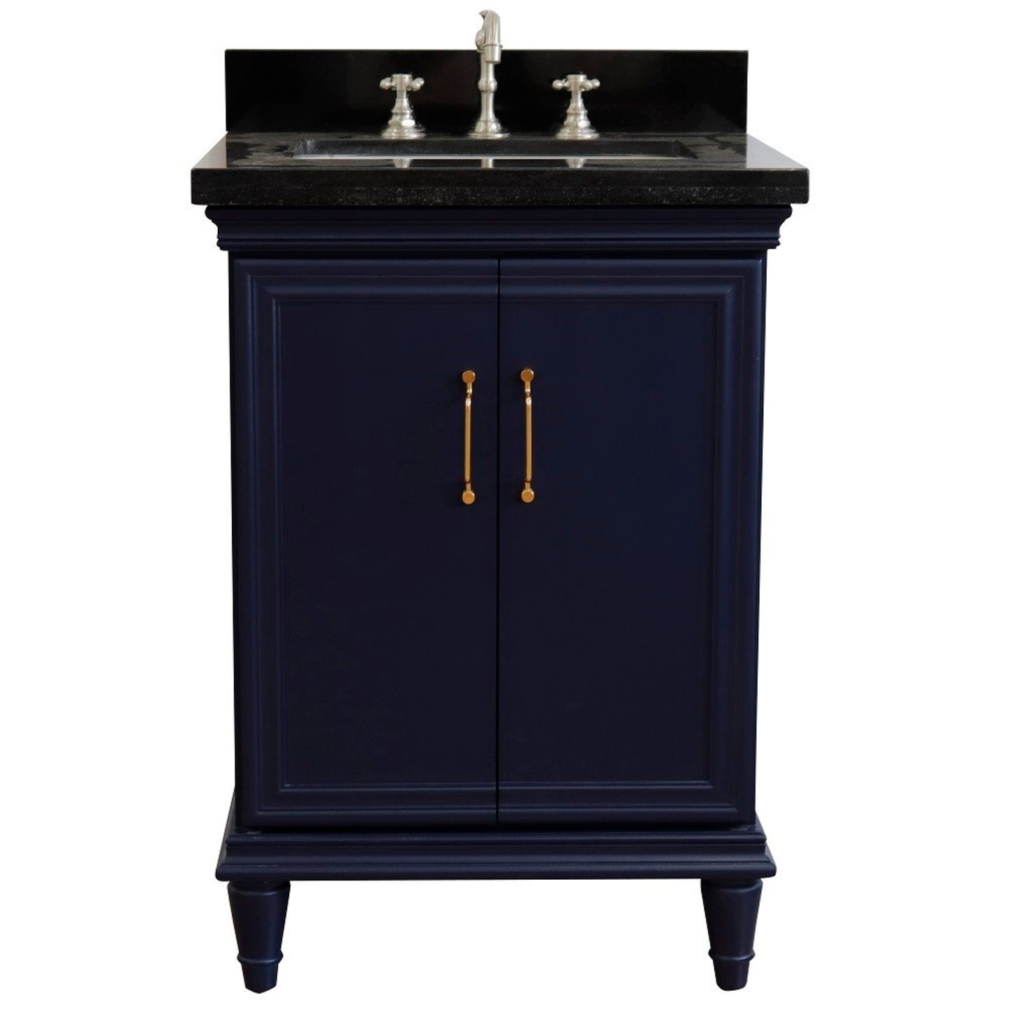 25" Single vanity in Blue finish with Black galaxy and rectangle sink