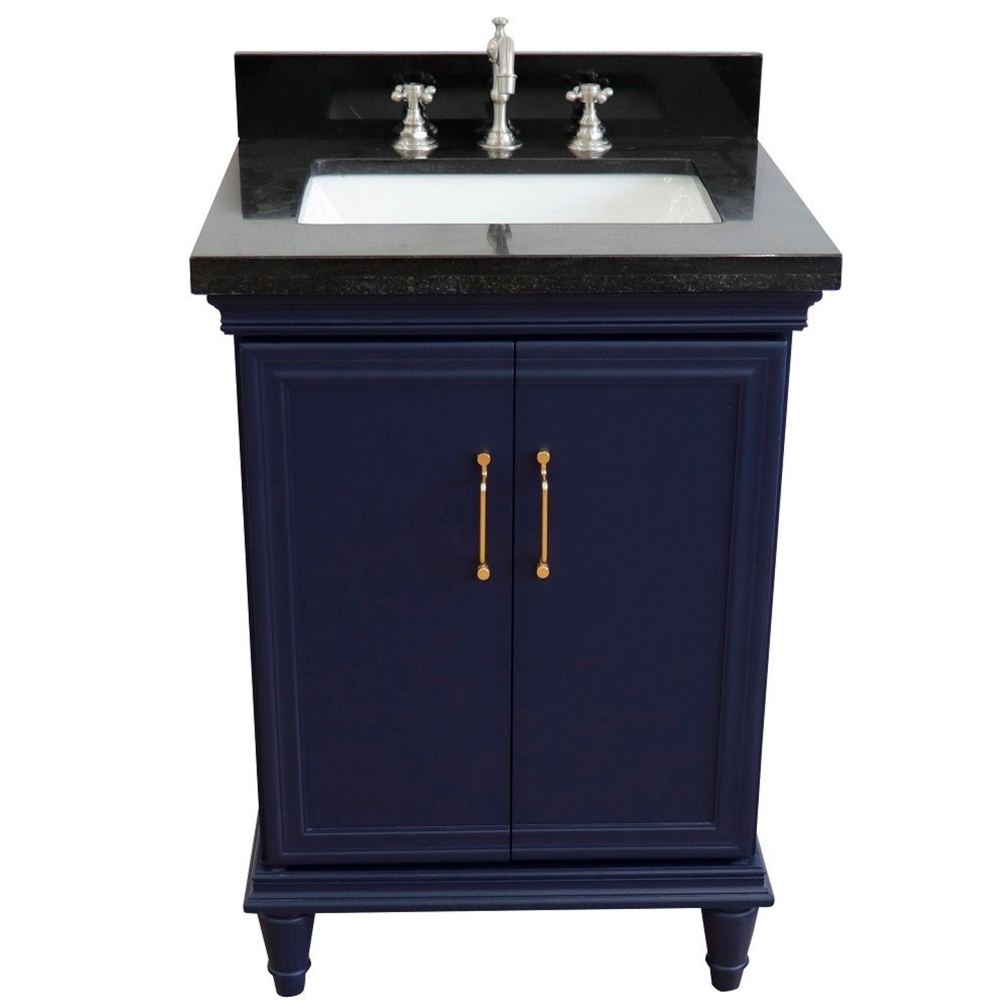 25" Single vanity in Blue finish with Black galaxy and rectangle sink