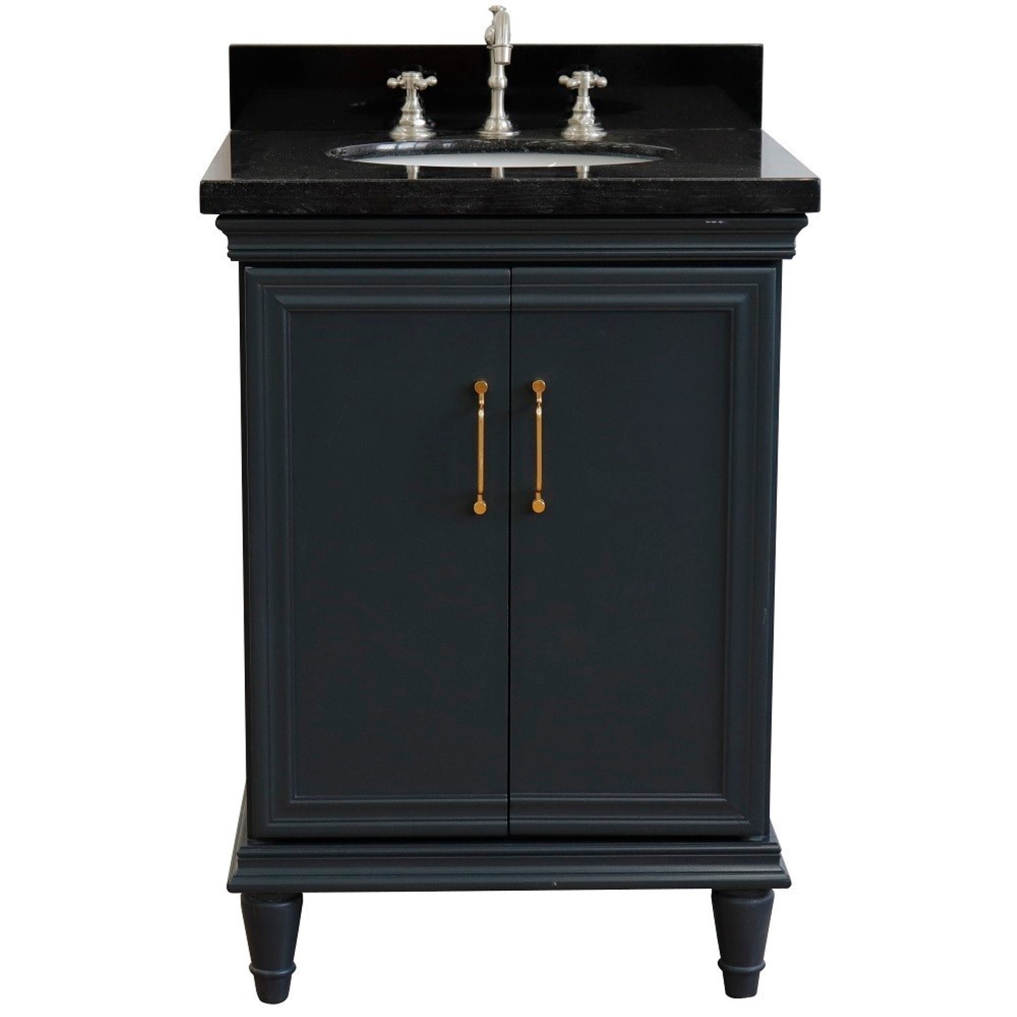 25" Single vanity in Dark Gray finish with Black galaxy and oval sink