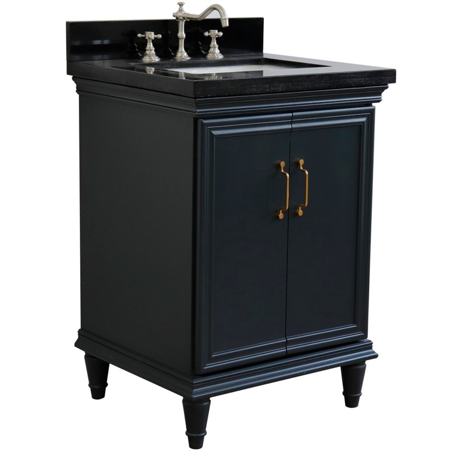 25" Single vanity in Dark Gray finish with Black galaxy and rectangle sink