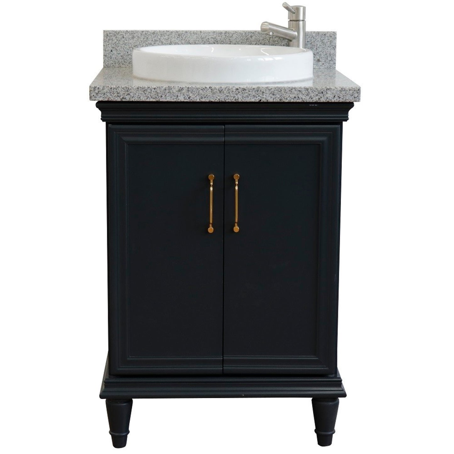 25" Single vanity in Dark Gray finish with Gray granite and round sink