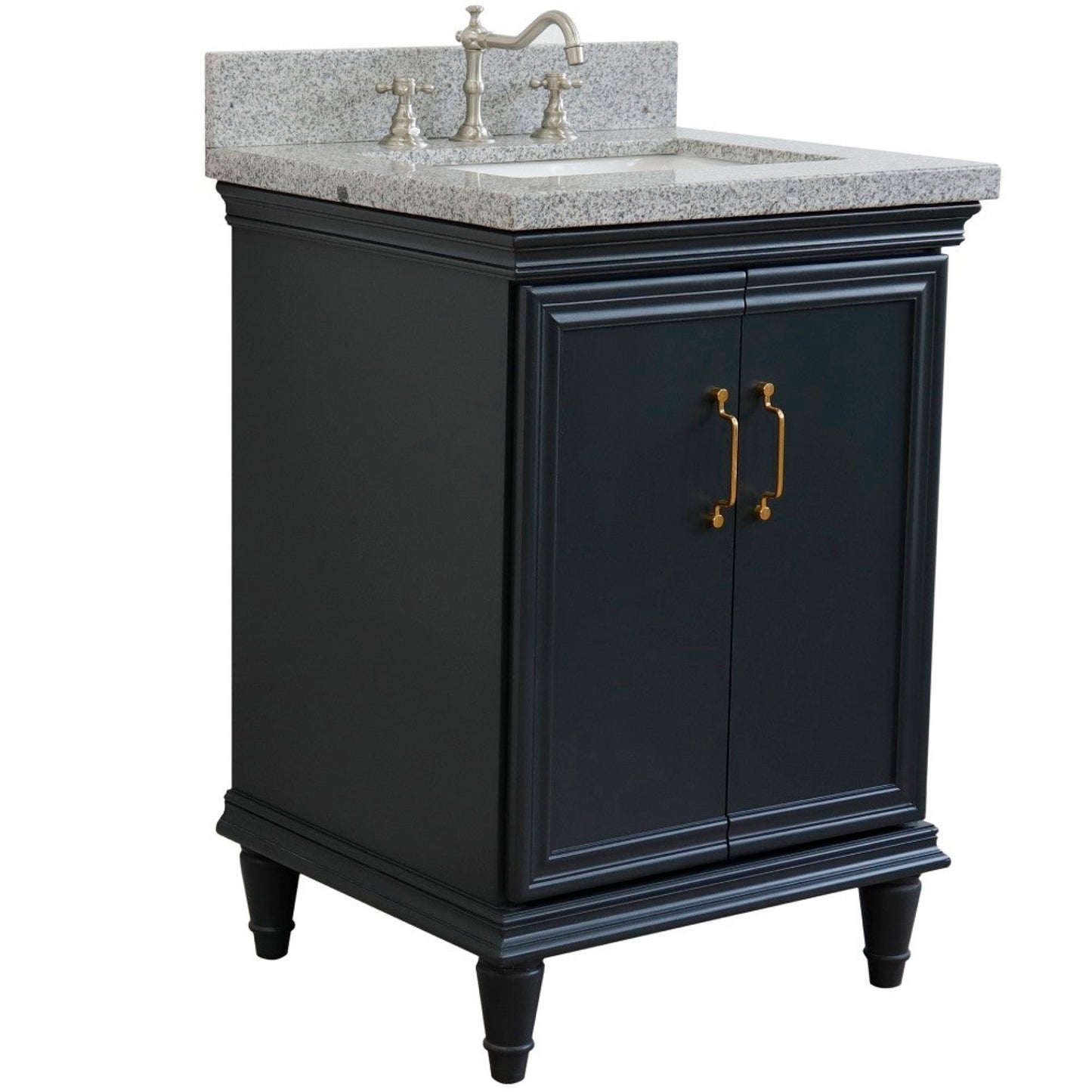 25" Single vanity in Dark Gray finish with Gray granite and rectangle sink