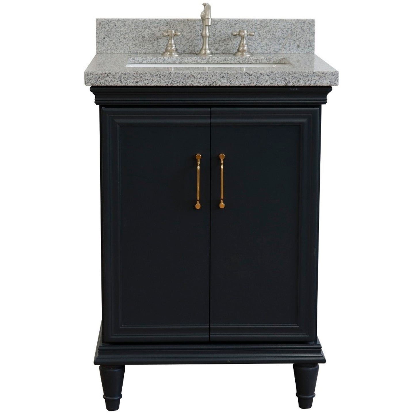 25" Single vanity in Dark Gray finish with Gray granite and rectangle sink